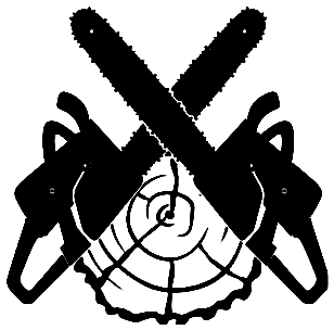 Crossed chainsaws mark
